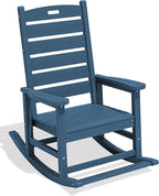 SERWALL Oversized Outdoor Rocking Chair, HDPE Patio Rocking Chair with Footrest for Adults, All Weather Porch Rocker for Deck Patio Balcony, Navy by SERWALL