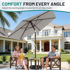 AreShark 7.5FT Patio Umbrella Table Market Umbrella with 6 Sturdy Ribs, Button Tilt/Crank Heavy-Duty Round Outdoor Umbrellas for Garden, Deck, Backyard,and Pool, Foggy Gray - Image 6