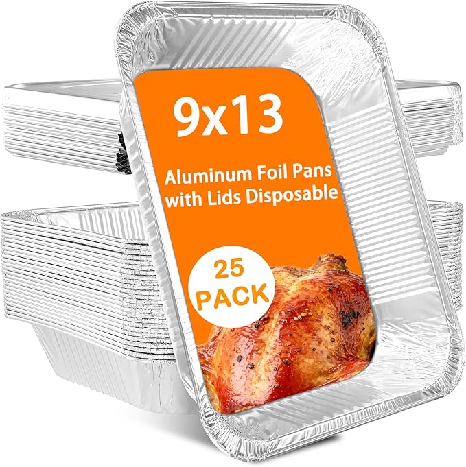 Aluminum Foil Pans with Lids 9x13 Disposable – Half Size Aluminum Foil Heavy by Homewarm