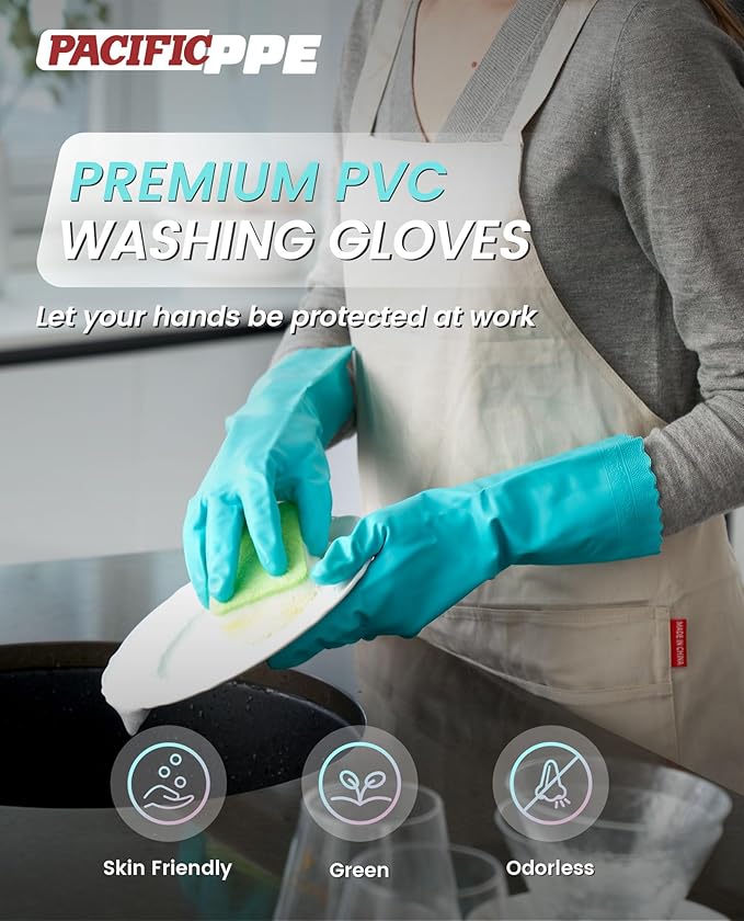 PACIFIC PPE 2 Pairs Reusable Dishwashing Cleaning Gloves - Image 2