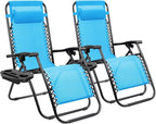 Homall Zero Gravity Chair Adjustable Folding Lawn Lounge Chairs Outdoor Lounge Gravity Chair Camp Reclining Chair with Pillows for Poolside Backyard and Beach Set of 2 (Sky Blue) by Homall