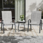 UDPATIO Patio Chairs Set of 2, Stackable Outdoor Dining Chairs with High Back, Breathable Textilene Fabric Outdoor Chair All Weather, 350LBS Capacity for Garden, Backyard (Light Grey) - Image 2