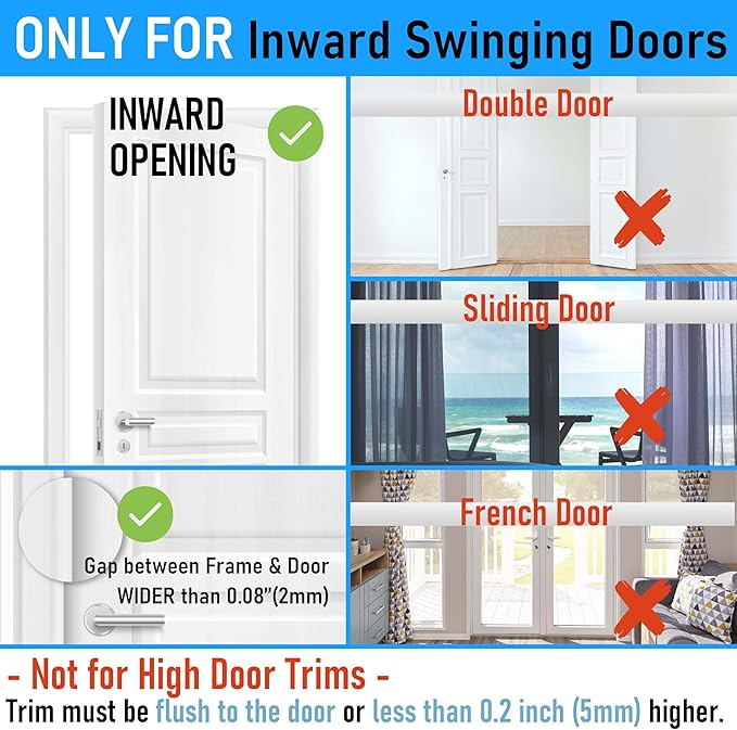 2Pack Home Security Door Reinforcement Lock, Childproof Safety Door Lock Latch - Image 4