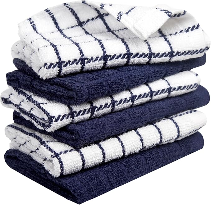 Bumble Premium Cotton Dish Cloths 12" x 12"| Navy Design | 405 GSM | Highly - Image 6