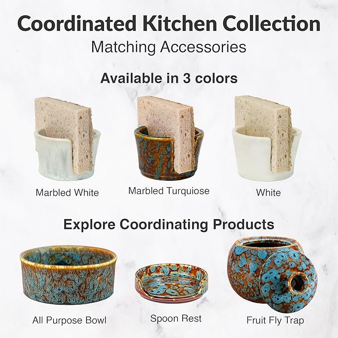 Elevated Lifestyle Ceramic Sponge Holder – Sink Caddy Organizer, Decorative - Image 4