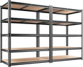 REIBII 2400LBS Storage Shelves 5 Tier Garage Shelving Heavy Duty, Adjustable Metal Shelving Unit, Garage Shelves for Basement, Warehouse, Pantry, Closet, Kitchen 72" H x 35.55" W x 16" D, 2 Pack | Heavy Duty, Adjustable, 2020LBS Capacity, Garage, Pantr... by REIBII