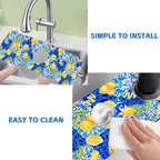 Blue Tiles and Yellow Lemon Sink Faucet Absorbing Mat Sink Splash Guard Faucet - Image 5