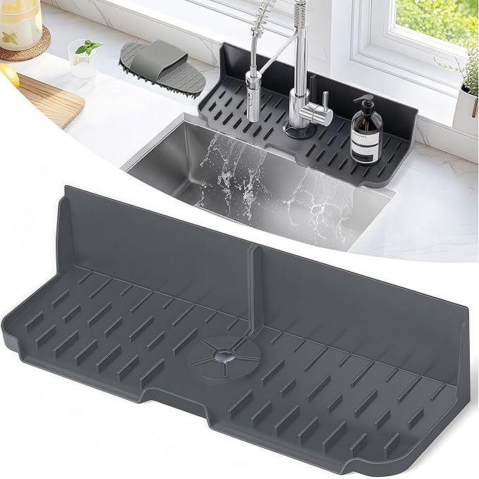 Kitchen Sink Splash Guard，Sink Draining Pad Behind Faucet，Faucet Mat by EUHBLE