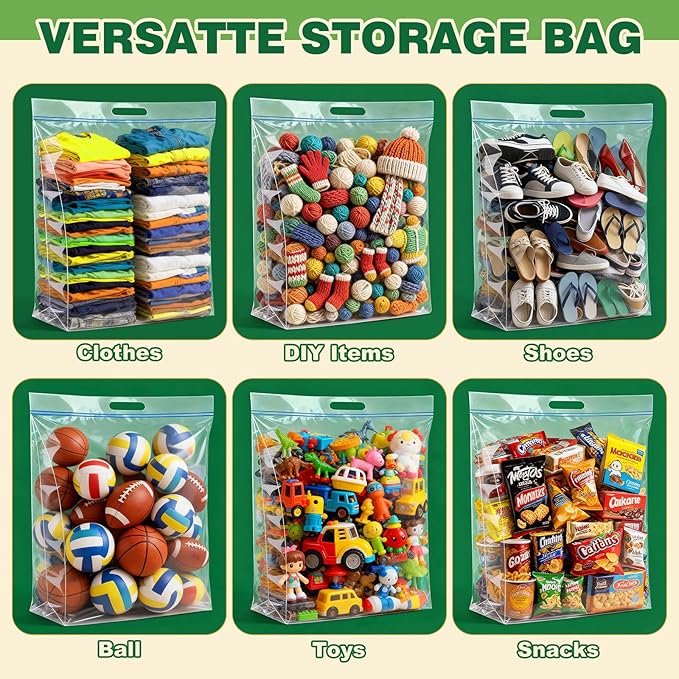 20 PACK 25 Gallon Extra Large Storage Bags, 35.5"x 24"x 7" Resealable Clear - Image 7