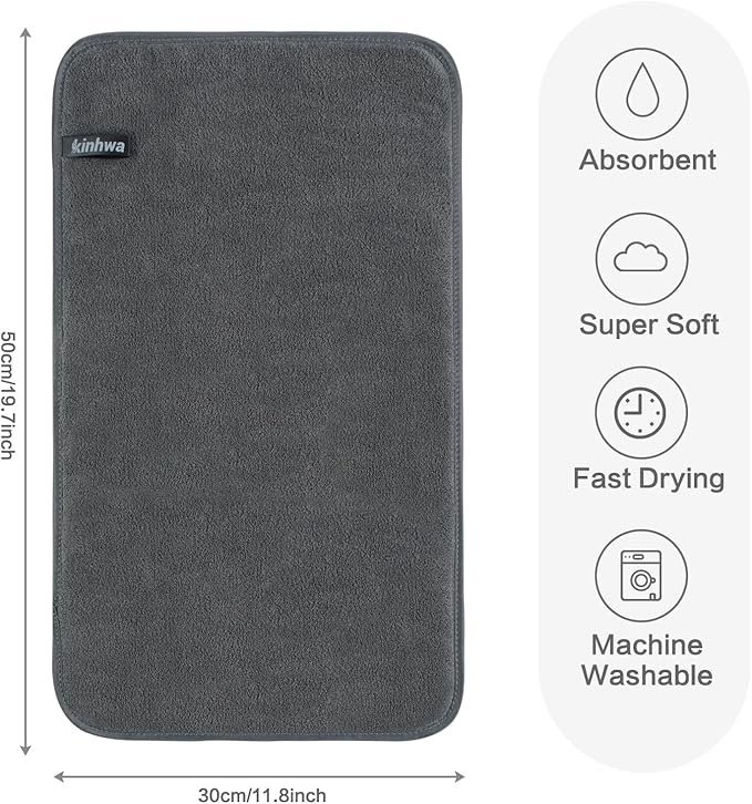 KinHwa Microfiber Hand Towels for Bathroom Soft and Absorbent Face Towels Grey - Image 2