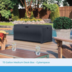 Suncast Outdoor Storage Box - 73 Gallon Cyberspace Resin Wicker Deck Box with Lockable Lid, Outdoor Storage Bin for Patio Cushions, Shoes, Pool & Garden Gear, Made in USA - Image 2