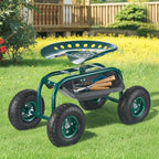 VEVOR Rolling Garden Cart with Swivel Seat, Heavy Duty Garden Seat with Storage Basket & Tool Tray, 300 lbs Weight Capacity, Outdoor Utility Gardening Stool Scooter for Lawn Yard Planting Weeding - Image 8