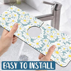 White Flower Sink Splash Guard Cute Chamomile Faucet Absorbing Mat Fast Drying - Image 5