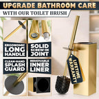 Stainless Steel Toilet Brush and Holder Set Gold & Square Design - Image 4