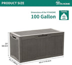 YITAHOME 100 Gallon Resin Deck Box, Weather Resistant Outdoor Storage Box, Lockable Indoor Outdoor Storage for Supplies and Essentials, Taupe - Image 6