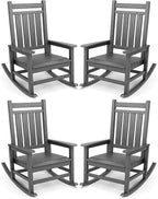 SERWALL Oversized Outdoor Rocking Chair Set of 4, HDPE Rocker for Adults, Patio Rocking Chairs for Porch, Grey by SERWALL