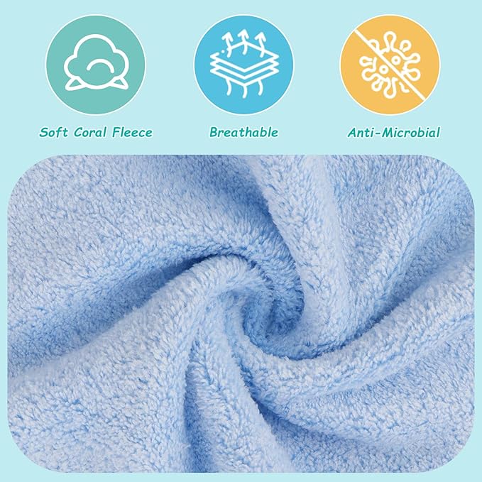 HOMEXCEL Baby Washcloths 12 Pack-Microfiber Coral Fleece Baby Bath Face Towel 7 - Image 2
