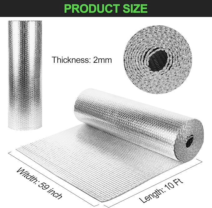 Reflective Insulation Roll 59inch x 10Ft Double Bubble Reflective Aluminum Foil - Image 3