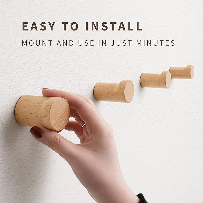 Natural Wooden Wall Hooks - Image 5