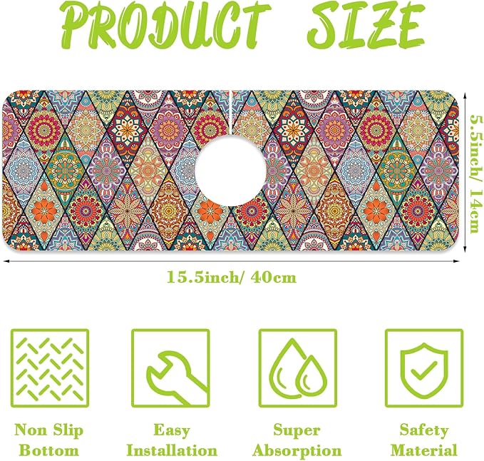 Sink Faucet Absorbing Mat Bohemian Textile Rug Texture Sink Splash Guard Drying - Image 2