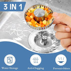 Kitchen Sink Drain Strainer 2 Pack, 304 Stainless Steel Pop Up Sink Stopper - Image 2