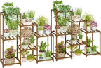 Bamworld 2 Sets of Package Plant Stands Indoor Wood Plant Shelf Outdoor Tiered Plant Rack for Multiple Plants Ladder Plant Holder Plant Table for Plant Pots Boho Home Decor for Gardening Gifts by Bamworld