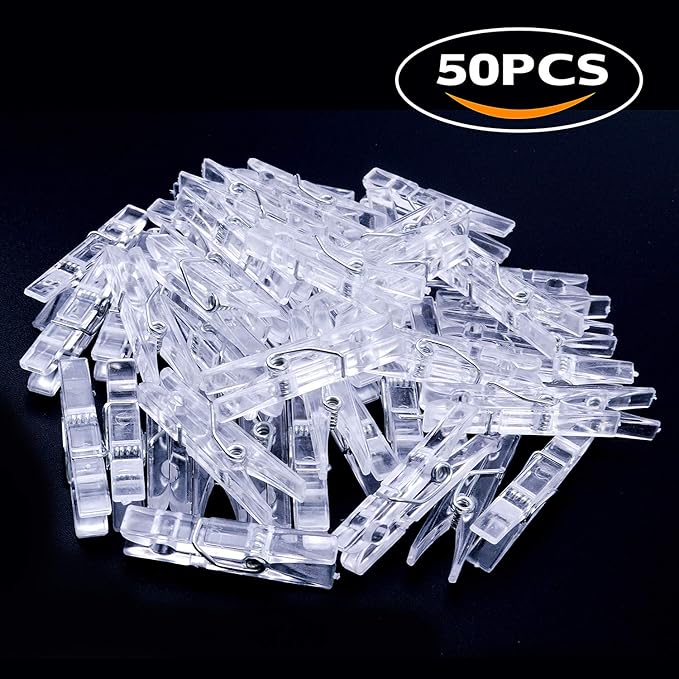 Jdesun 50 Pieces Photo Clips, Mini Plastic Picture Paper Clip Clothespins Peg - Image 2