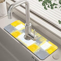 Grey and Yellow Abstract Kitchen Sink Splash Guard Mat Absorbent Fast Drying by Unknown