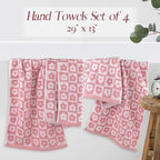 Jacquotha Cotton Hand Towels Pink Checkered Floral - Image 4