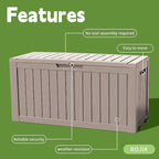 ROJIK Outdoor Storage Housing Deck Box - Waterproof Patio Furniture, Garden Tools, Cushions, Pool Accessories Storage Bench with Lockable Lid and Side Handles (Grey 76 Gal) - Image 3
