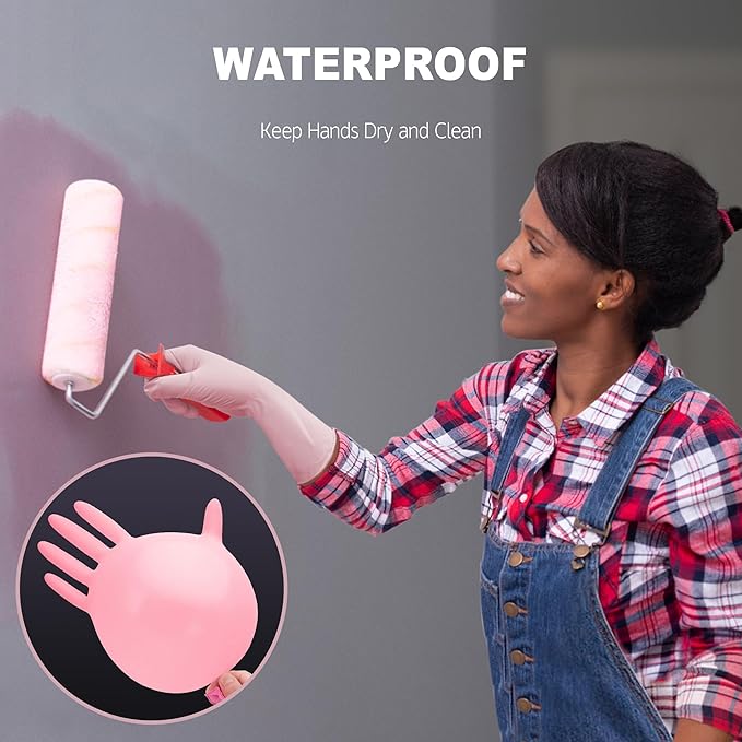 Disposable Nitrile Dishwashing Gloves, Extended 12 Inches Cuff, Cherry Blossom - Image 8