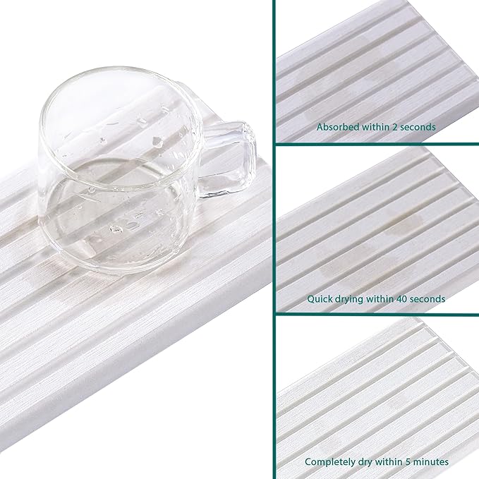 2 PCS Water Absorbent diatomite Coasters, 12.2" x 5.5" Water Absorbing Stone - Image 4