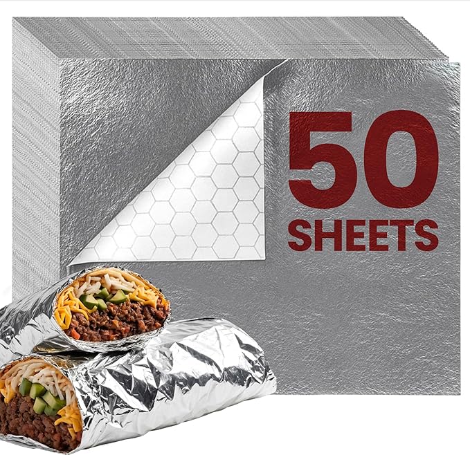50 Packs Heavy Duty Insulated Aluminum Foil Sheets – 14" x 10.3" Disposable by Unknown