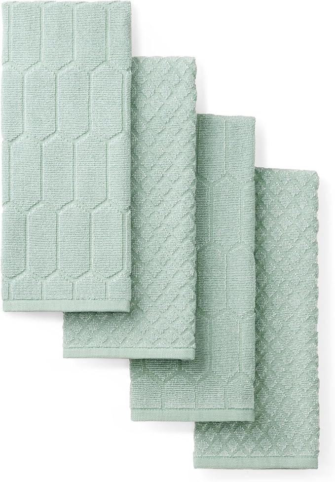 Martha Stewart Honeycomb Chambray Textured Kitchen Towel 4-Pack Set, 100% Cotton by MarthaStewart