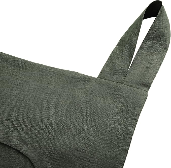 Amazhiyu 100% Linen Door Hanging Laundry Hamper Bag, 19x27 Inches Dusty Green - Image 2
