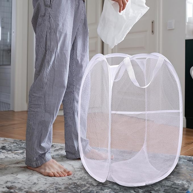 Foldable Mesh Popup Laundry Hamper, Laundry Basket Easy to Open and Fold - Image 3