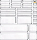 Criusia 22 Pcs Drawer Organizer Bins, Acrylic Non Slip Kitchen Drawer by Criusia