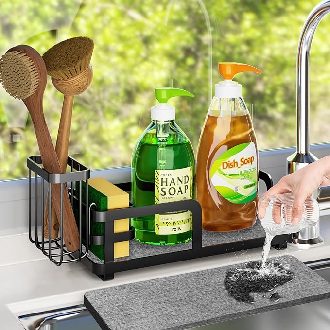 Kitchen Sink Caddy Organizer for Instant Dry, Rustproof Sponge Holder & Dish by Unknown