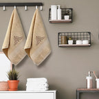 2 Pcs Damascus Hand Towels Brown Farmhouse Bathroom Decor 14x29 Inch - Image 5