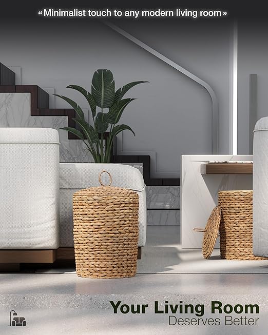 BLUEWEST 4.5 Gallons Wicker Trash Can - Image 8