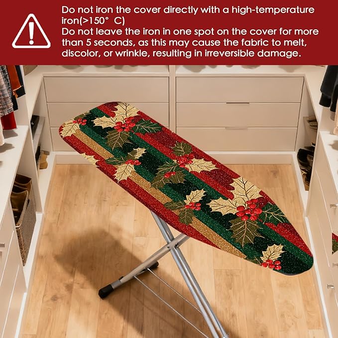 Nuxovilar Ironing Board Cover Winter Holly Pattern Polyester 15x54 Inches - Image 4