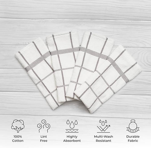 100% Cotton Terry Dish Towels, 4 Pack Checks, 16 x26 Inches, Super Soft and - Image 2