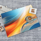 Burnt Orange Blue Fluid Art Dish Drying Mats - Image 4