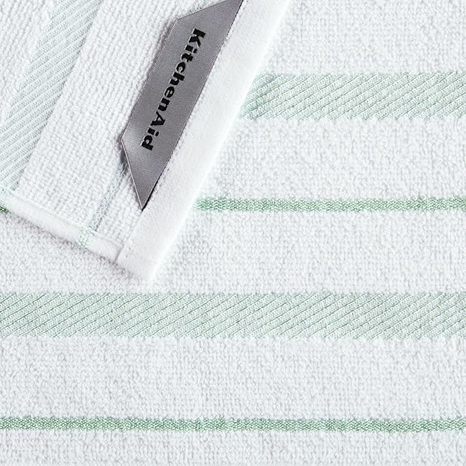 KitchenAid Albany Dishcloth 8 Pack Set, Pistachio/White - Image 4