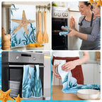 Boyiee Set of 6 Beach Kitchen Towels Sea Ocean Animal Nautical Tea Towels 24 x - Image 4