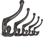 Ambipolar 5-Pack TriLeg Coat Hooks. Wall Mounted, Heavy Duty Decorative Black by Ambipolar