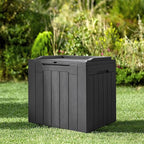 JUMMICO 31 Gallon Resin Deck Box Waterproof Indoor Outdoor Storage Boxes for Patio Furniture Cushions and Garden Tools (Gray) - Image 4