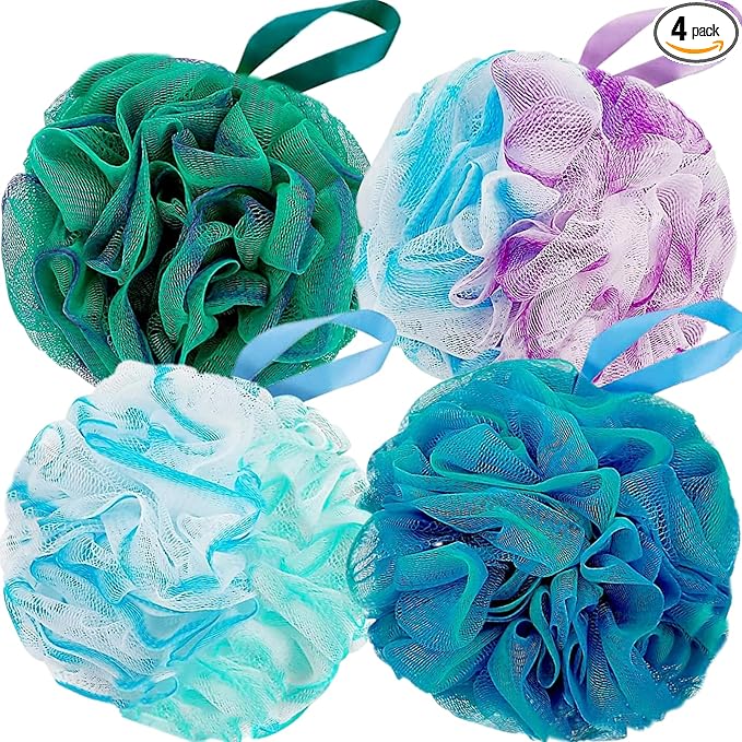 Fu Store Loofah Sponge Shower Loofahs 70g Bath Sponges Mesh Balls 4 Multi Color by FuStore