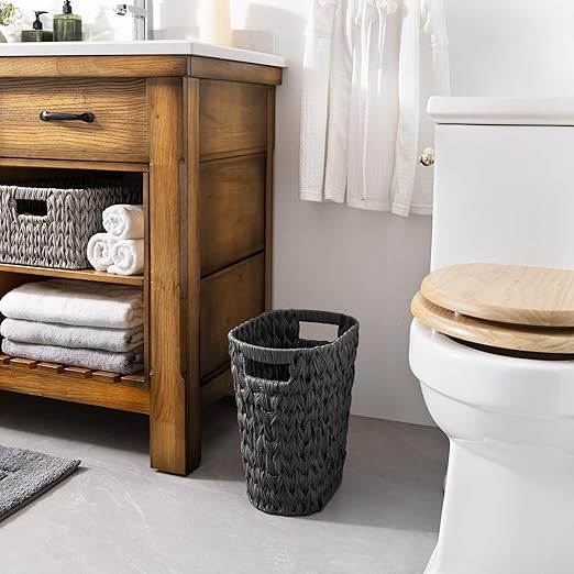 GRANNY SAYS Wicker Waste Basket, Waterproof Bathroom Trash Can, Decorative Boho - Image 2