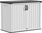 Devoko Outdoor Storage Cabinet 26 Cu Ft with Lockable Doors, Horizontal Storage Shed Waterproof Patio Tools Storage Box for Sofa Cushions, Gardening Tools and Accessories (White) by DEVOKO